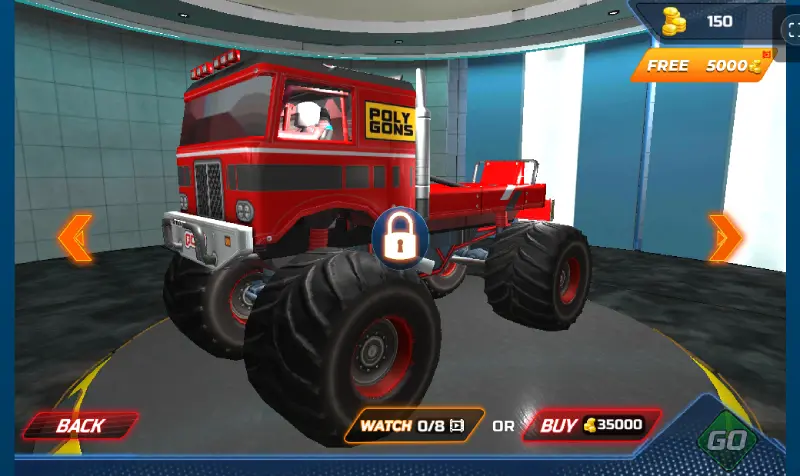 Un camión Monster Truck del juego Mountain Car Stunt