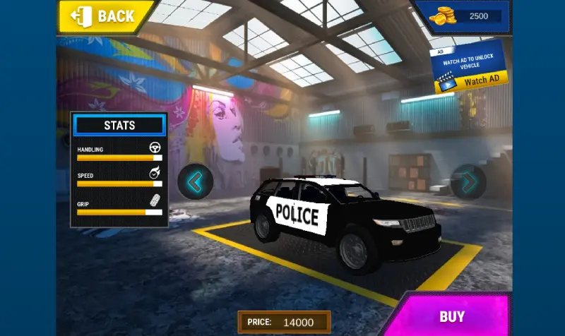 Nuevo coche de policía a desbloquear en Police Car Parking Game.