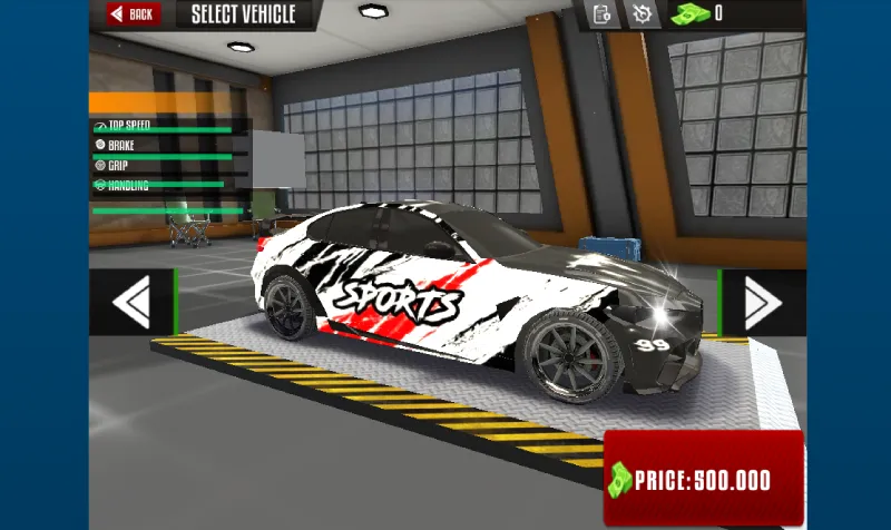 Uno de los 12 coches del juego Mega Ramps Car Racing Game 3D