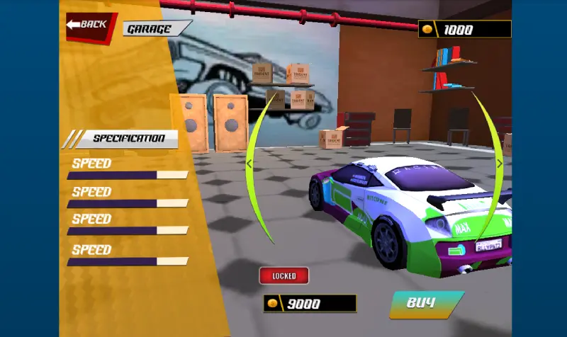 Un coche deportivo del juego Mega Car Stunt Game