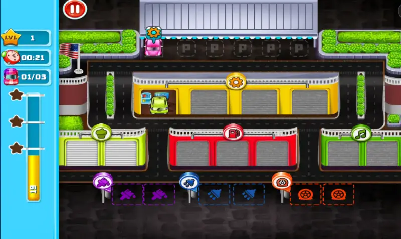 Interfaz de juego de Car Garage Tycoon