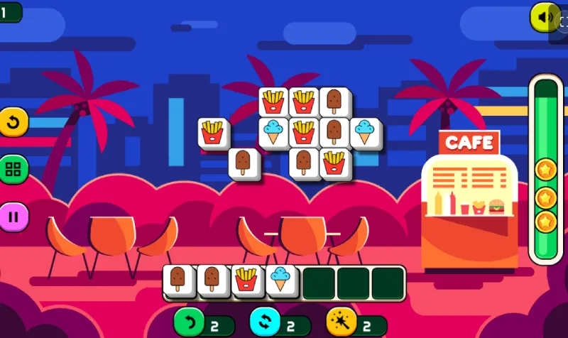 Interfaz del juego Mahjong Street Cafe