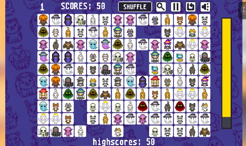 Interfaz del juego Pixel Cat Mahjong