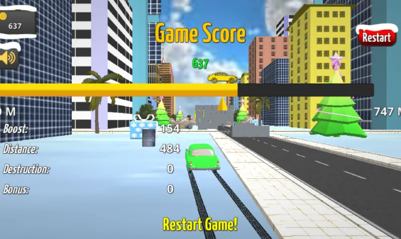 Interfaz del juego de coches Winter Car Jumps.