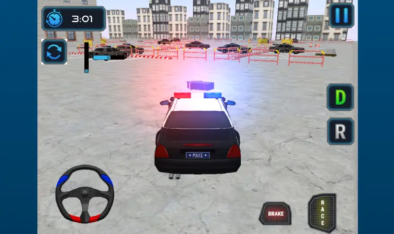 Jugando una partida a Police Car Parking Game