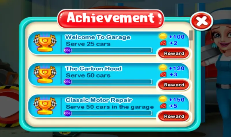 Algunos logros del juego Car Garage Tycoon