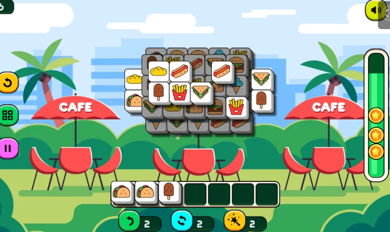 Un Mahjong con fichas de comida