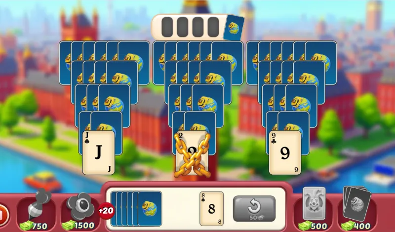 Uno de los niveles difíciles de Solitaire World Tour