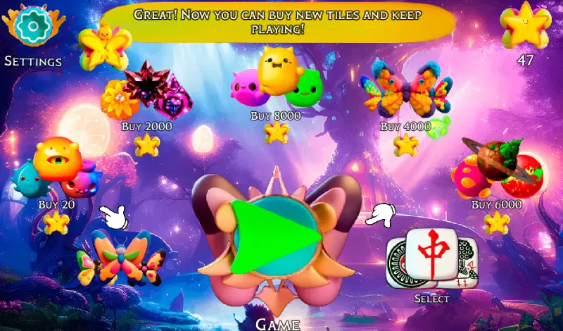 Pantalla de Inicio del juego Mahjong Solitaire – Butterfly Connect