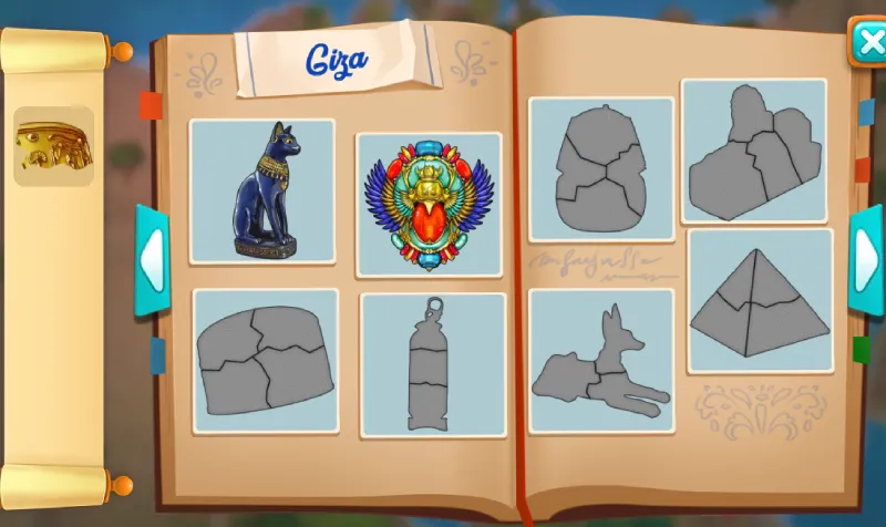 Algunas reliquias del juego Mahjong Riddles Egypt