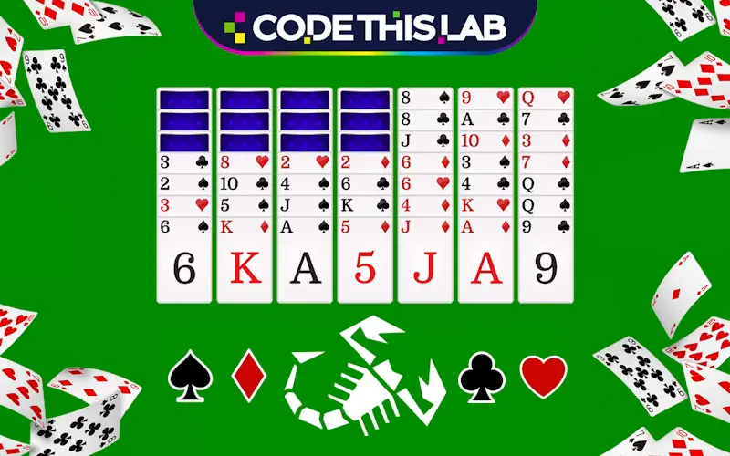 Portada del juego de cartas Scorpion Solitaire