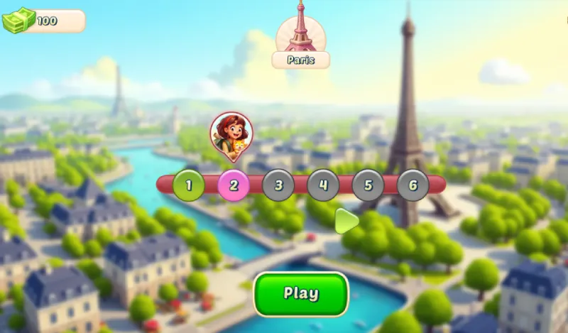 Solitaire World Tour. Primeros niveles desde París.