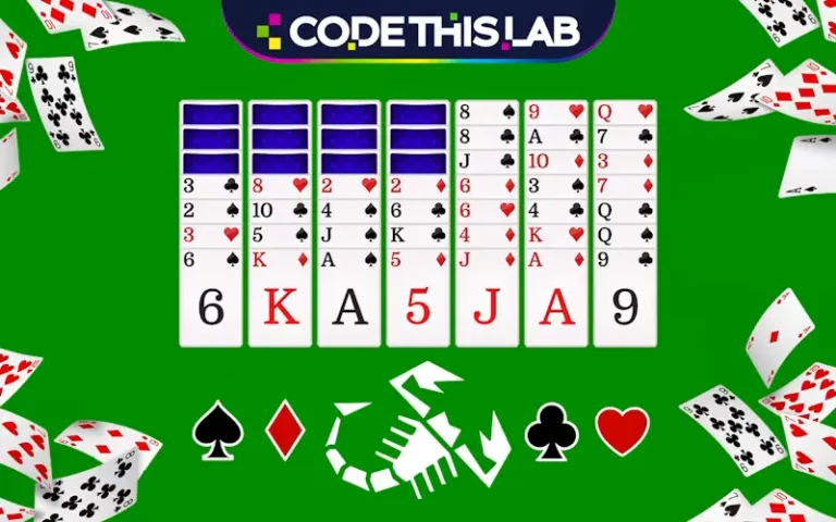 Portada del juego de cartas Scorpion Solitaire